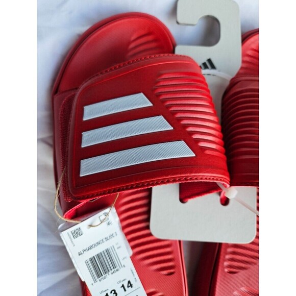NWoB Adidas Alphabounce Slide 2.0 Sandals Slides Red White Stripes Men's 13 - Picture 7 of 7